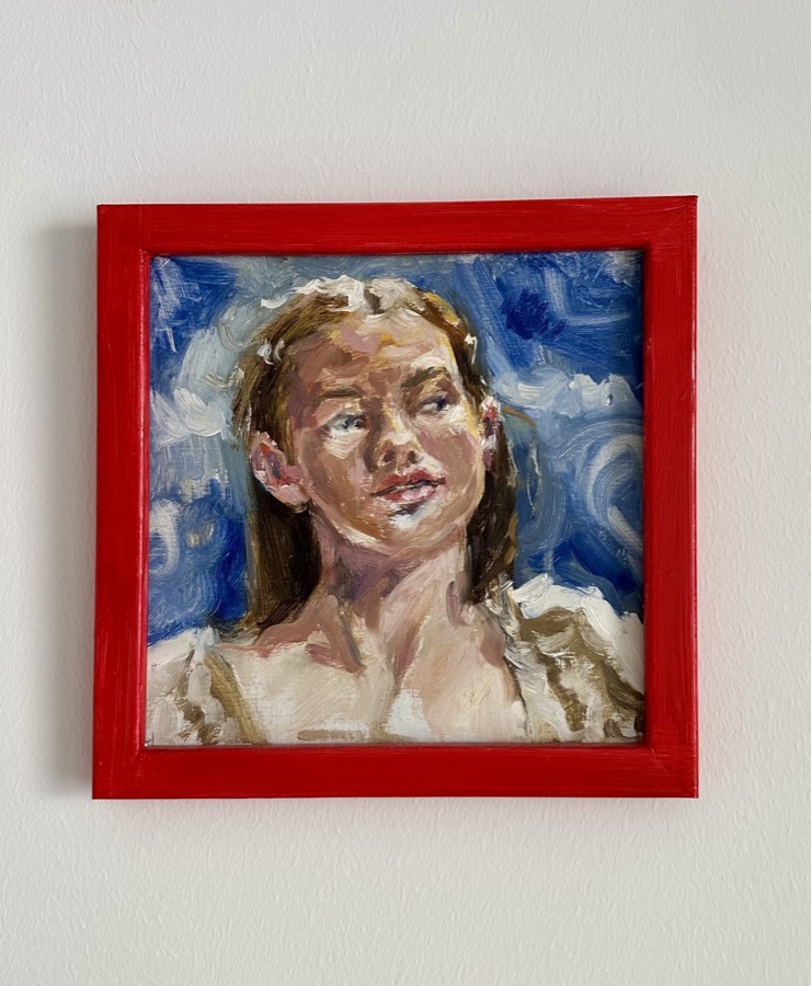 Porträtt, blick uppåt